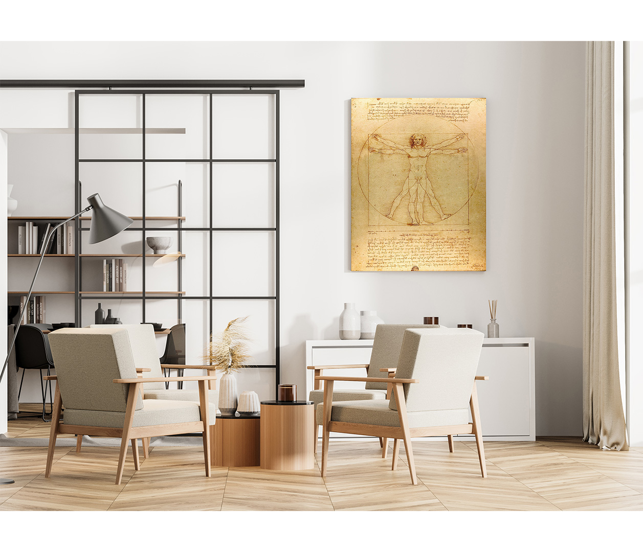 Leonardo da Vinci - Vitruviánský muž - Vitruvian Man - reprodukce