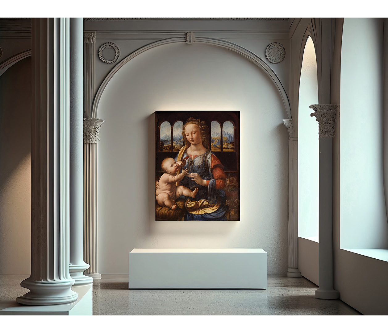 Leonardo da Vinci - Madona s karafiátem - Madonna of the Carnation - reprodukce
